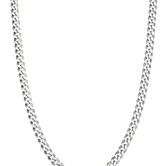 Sterling Silver Cuban Chain Necklace Elegant Minimal Classic Jewelry